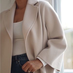 ‘The Curated’ classic wool coat in bone